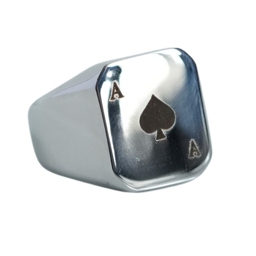 Ace spades signet - of, ring
