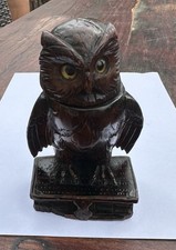 Black Forest Type Wooden Antique Owl Inkwell