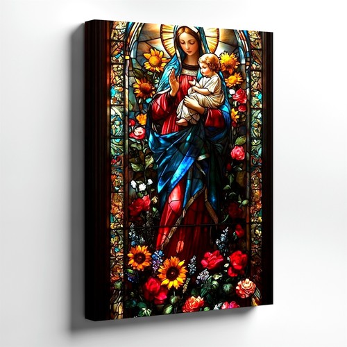 Wall art stained glass virgin - wall,