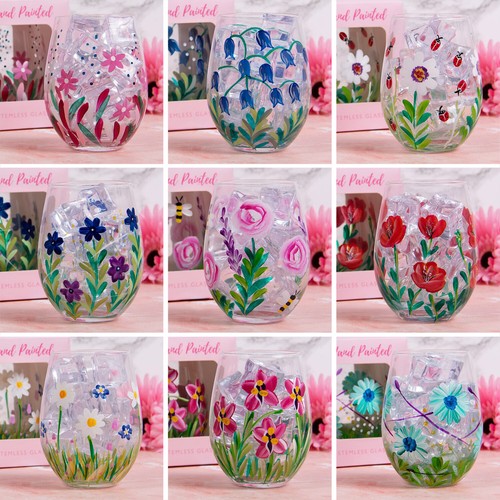 Hand painted gin glasses - painted,