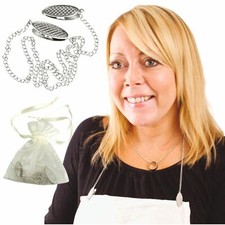 Napkin Holder Clip Serviette Bib Clips Dining Round Neck 19 Silver Chain Cord