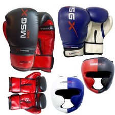 Kids Boxing Gloves & Head Guard Set MMA Training Gear Junior Sparring Kit