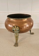 Antique Copper Jardiniere On 3