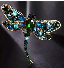 Large Dragonfly Crystal Brooch