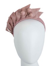 Taupe faux leather racing fascinator headband by Max Alexander RRP $139