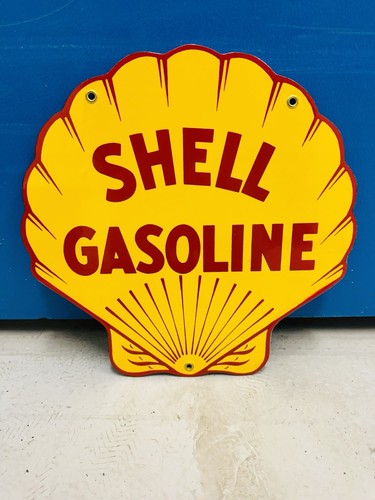 Shell enamel sign - enamel,