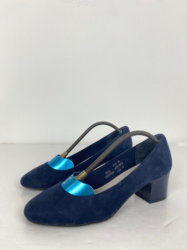 Navy suede block heel - suede,