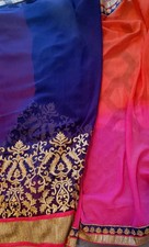 Half/Half Saree, Dark Blue