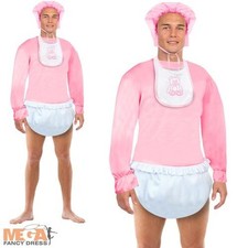 Pink Big Cry Baby Adults Fancy Dress Fun Novelty Mens Babies Suit Costume Outfit