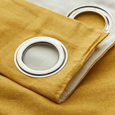 Sorbonne yellow/ochre cotton pair of lined eyelet curtains