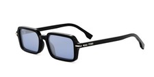 FENDI Selleria FE40174I 01X Black Blue Silver Mirror Lens Sunglasses AUTHENTIC
