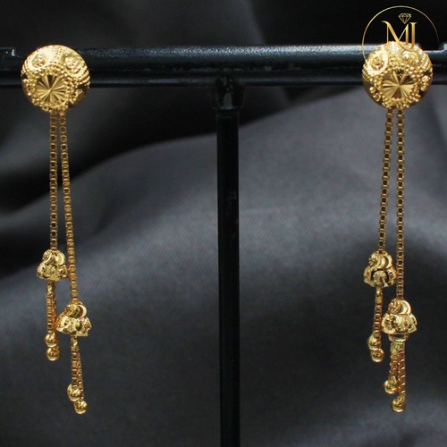 22ct gold long chain drop - 22ct,