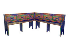 19TH CENTURY HAND PAINTED FOLK ART CORNER SEAT
