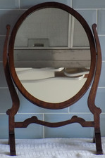 Antique Mahogany Oval Swing Tilt Dressing Table Mirror Retro