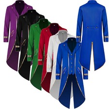 Men Steampunk Long Coat Gothic Jacket Frock Coat Medieval Victorian Coat Party 