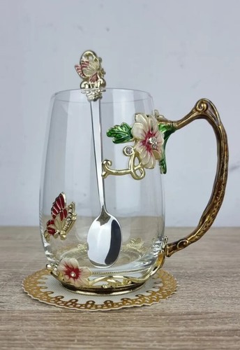 Enamelled glass cup spoon - enamelled,