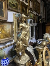 Beautiful Vintage Very Large Floor Standing Tiffany Style Lamp Statue with Shade