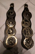 Pair Horse Brass Straps With 4 Brasses Each Strap