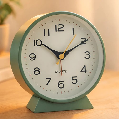 Retro green metal alarm clock - green,