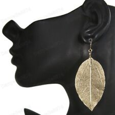 LARGE LEAVES real leaf gold dipped BIG GOLD PLATED FASHION EARRINGS dangle drop