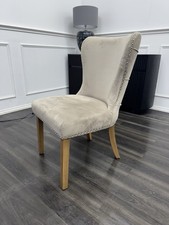 FV Chennai Taupe Velvet Standard Wooden Legs Dining Chair (Choose Quantity)
