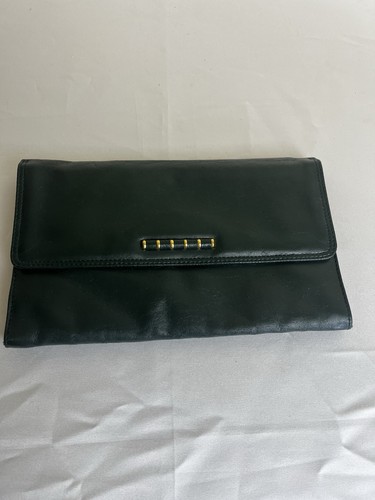 Vtg 1980s dark green clutch - dark,
