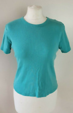 TESCO Ladies UK 12/14 Green Short Sleeve Top/T-Shirt 