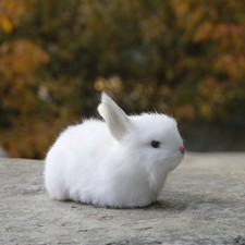 Plush Bunny Rabbit Realistic Furry White Rabbit Plush Toy Home Decoration