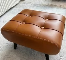 Foot Stool Faux Leather Brown