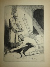 William STRANG (1859-1921) ORIGINAL ENGRAVING REALISM SYMBOLISM SCOTLAND 1895 d