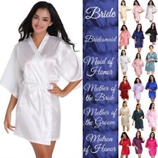 UK Personalized Wedding Robe Bridesmaid Bride Mother Dressing Gown Satin Silk
