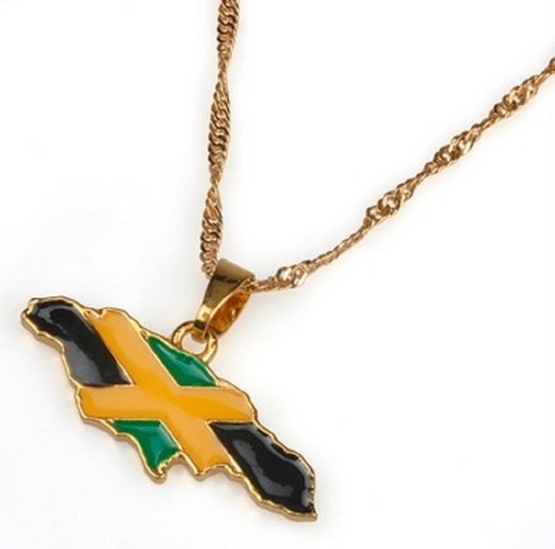 Gold plated jamaica flag - gold,