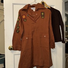 Vintage 70’s Brownies Uniform Complete Badges Cardigan Belt & Scarf