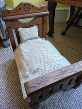 Antique Doll Bed Wood Carved