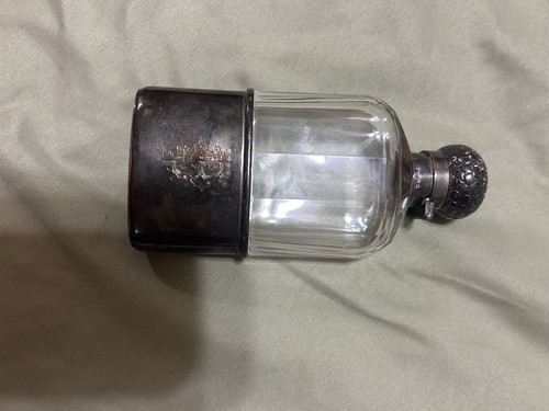 Antique crystal hip flask late - antique,
