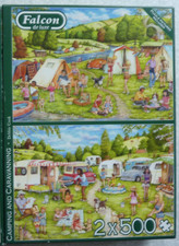 2 x 500 Piece Falcon Jigsaw Puzzles Camping and Caravanning 1 Piece Missing