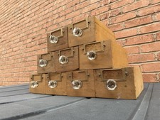 9 Pine Loose Wooden - Drawers Apothecary - With Clear Perspex Handles