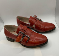 Ladies Size 4 37 Clarks Narrative Burnt Orange Tan  Leather Office Shoes Buckle