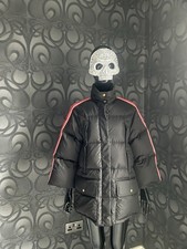 Gucci Logo Sleeve Tape Black Down Puffer Jacket 36 6-8  Authentic 