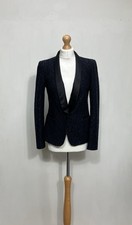 Zara Women’s Lace Tuxedo Jacket Size M Medium Navy Black Smart Tailored Party