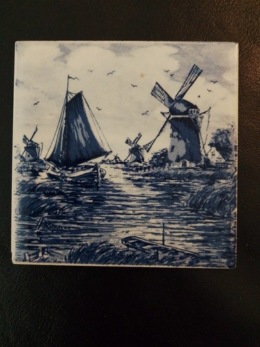 Vintage delft ceramic tile - ceramic,