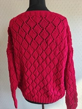 Women's Red Jumper Size 12,  Hand Knitted, Loose Fit Long Sleeve