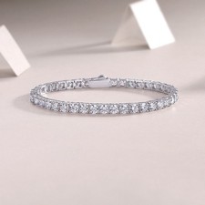 2-6.5mm D Color VVS1 Moissanite Tennis Bracelet Solid 925 Silver Christmas Gift