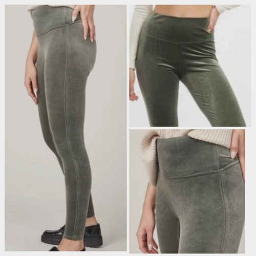 Spanx velvet leggings olive - leggings, m