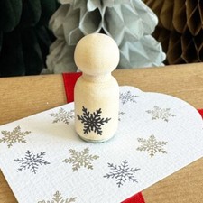 Mini Christmas Snowflake Rubber Stamp | Wooden Festive DIY Gift Tags Crafts