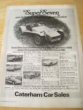 CATERHAM SUPERSEVEN LOTUS SPRINT ENGINE CAR STOCK LIST  1973 ADVERT A4 FILE 12