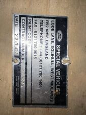 Land Rover Defender SPECIAL VEHICLES Build Tag