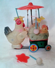 Vintage Celluloid Windup Hen &