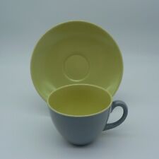 POOLE POTTERY LIME YELLOW MOONSTONE GREY COFFEE DUOS CUP SAUCER C102 MID-CENTURY