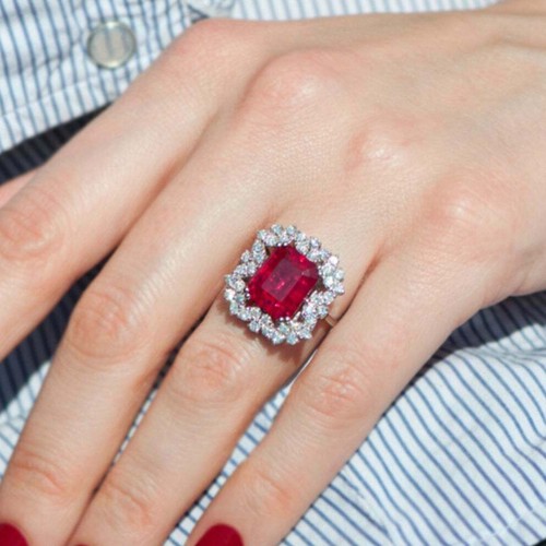 Emerald cut red ruby diamond - emerald,